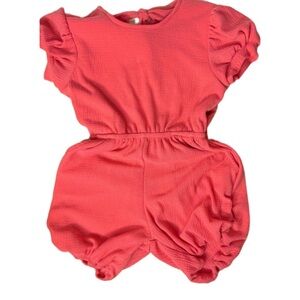 Crew & Lu Coral Color Romper. Small Shop. HTF. Great Condition. Size 3